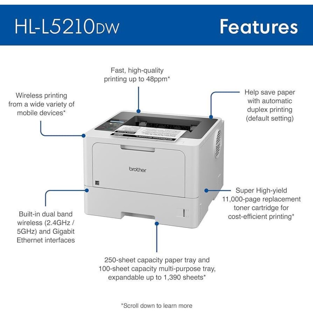 Brother HL-L5210DW Monochrome Laser Printer (HLL5210DW) (BROHLL5210DW)