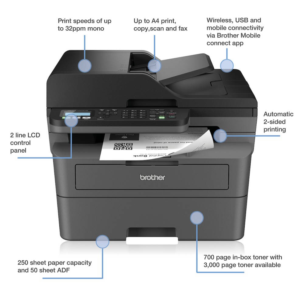 BROTHER MFC-L2800DW Laser Multifunction Printer (MFCL2800DW) (BROMFCL2800DW)