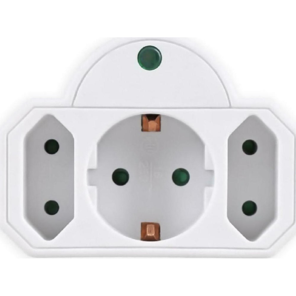 POWERTECH αντάπτορας ρεύματος PT-816, 1x schuko, 2x euro, 16A, λευκός