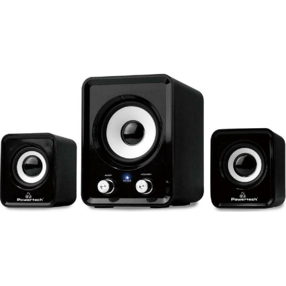 POWERTECH ηχεία Essential sound PT-843, 2.1, 5W + 2x 3W, 3.5mm, μαύρα