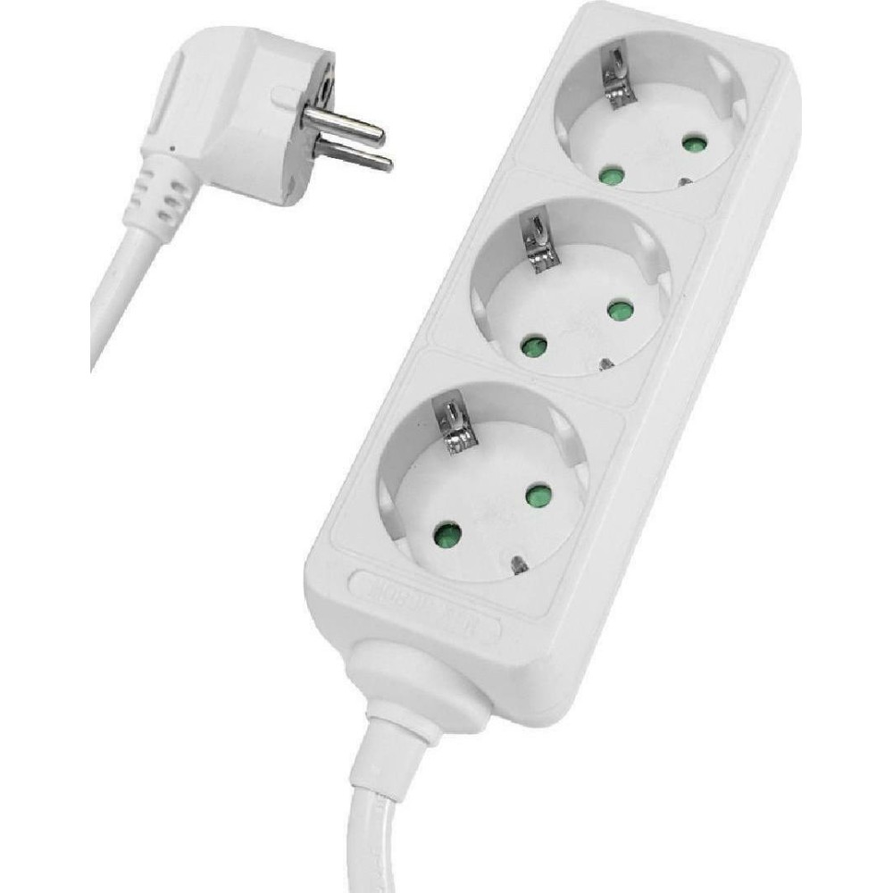 POWERTECH πολύπριζο PT-868, 3x schuko, 16A, 1.5m, λευκό
