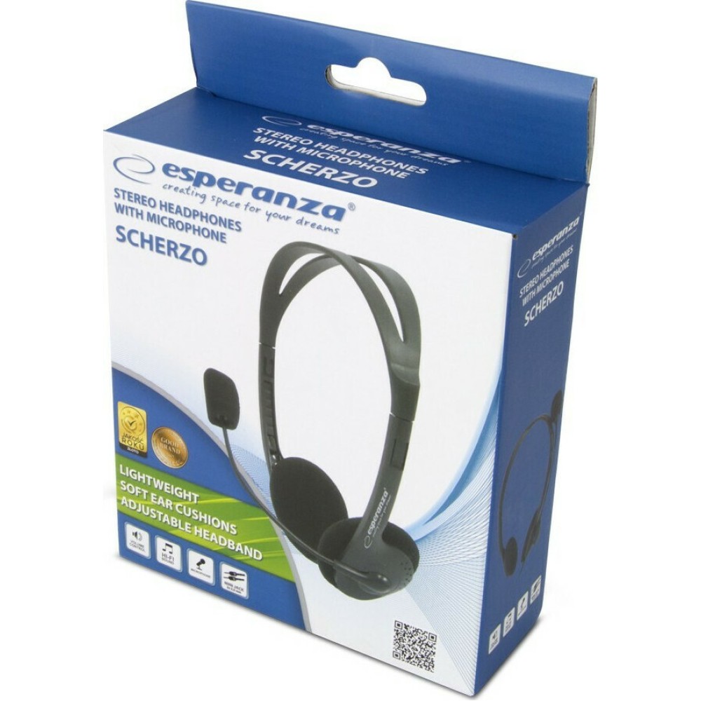 ESPERANZA Headphones με μικρόφωνο Scherzo EH102, 2x 3.5mm, 2.5m, μαύρα