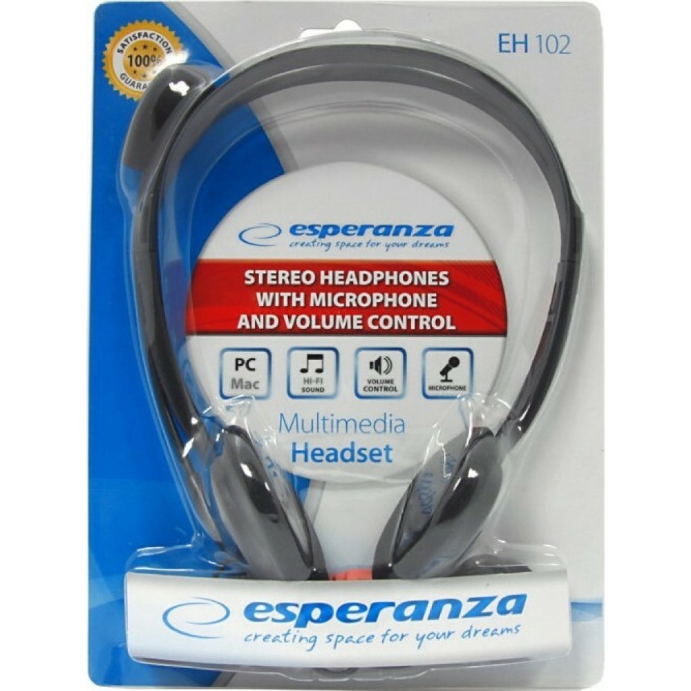ESPERANZA Headphones με μικρόφωνο Scherzo EH102, 2x 3.5mm, 2.5m, μαύρα