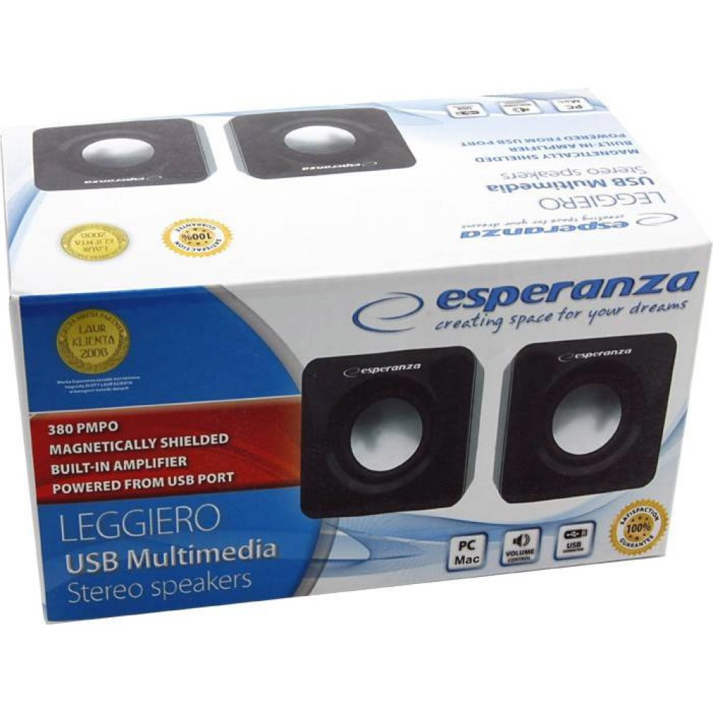 Esperanza Leggiero Ηχεία Υπολογιστή 2.0 με Ισχύ 6W σε Μαύρο Χρώμα (EP111) (ESPEP111)