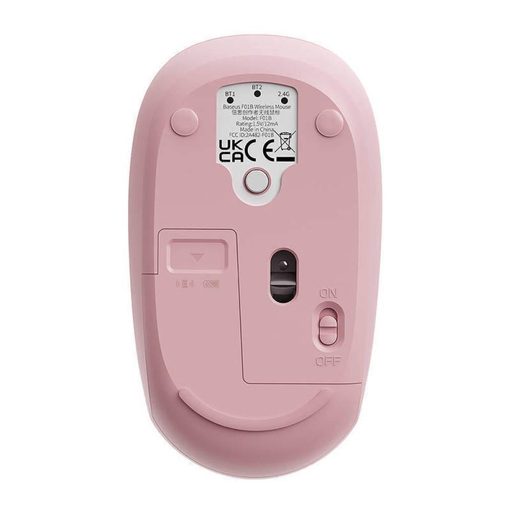 Baseus Wireless mouse F01B Tri-mode  2.4G BT5.0 1600 DPI (pink) (B01055503413-00) (BASB01055503413-00)