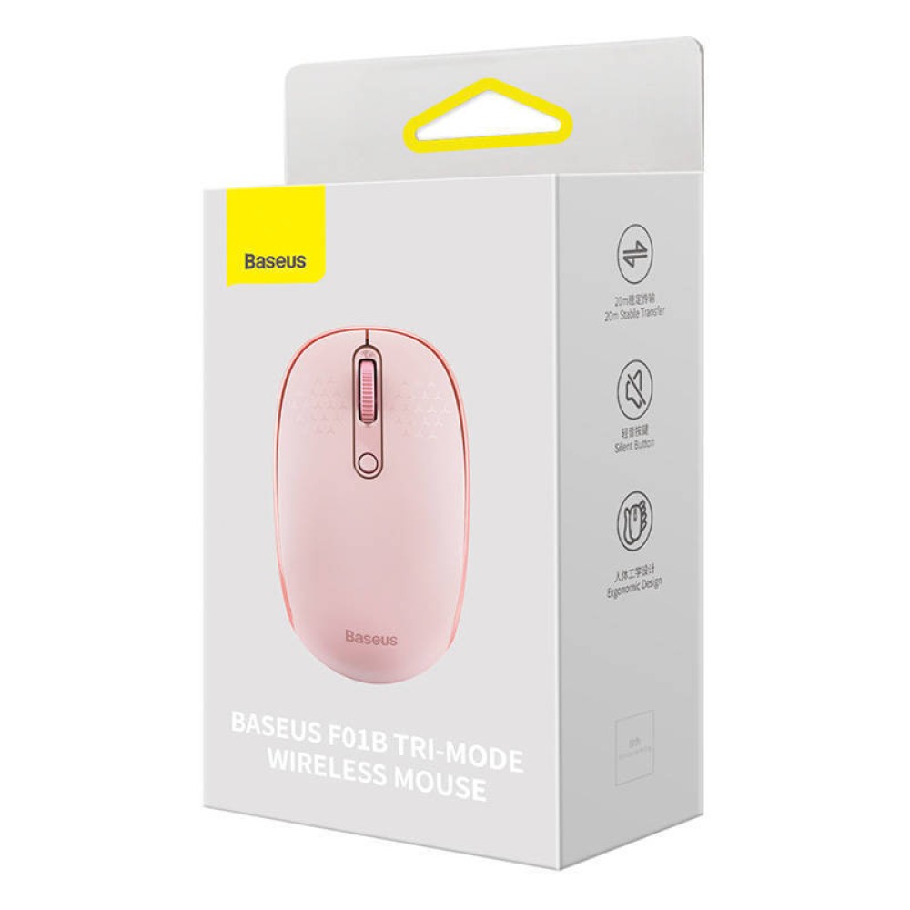 Baseus Wireless mouse F01B Tri-mode  2.4G BT5.0 1600 DPI (pink) (B01055503413-00) (BASB01055503413-00)