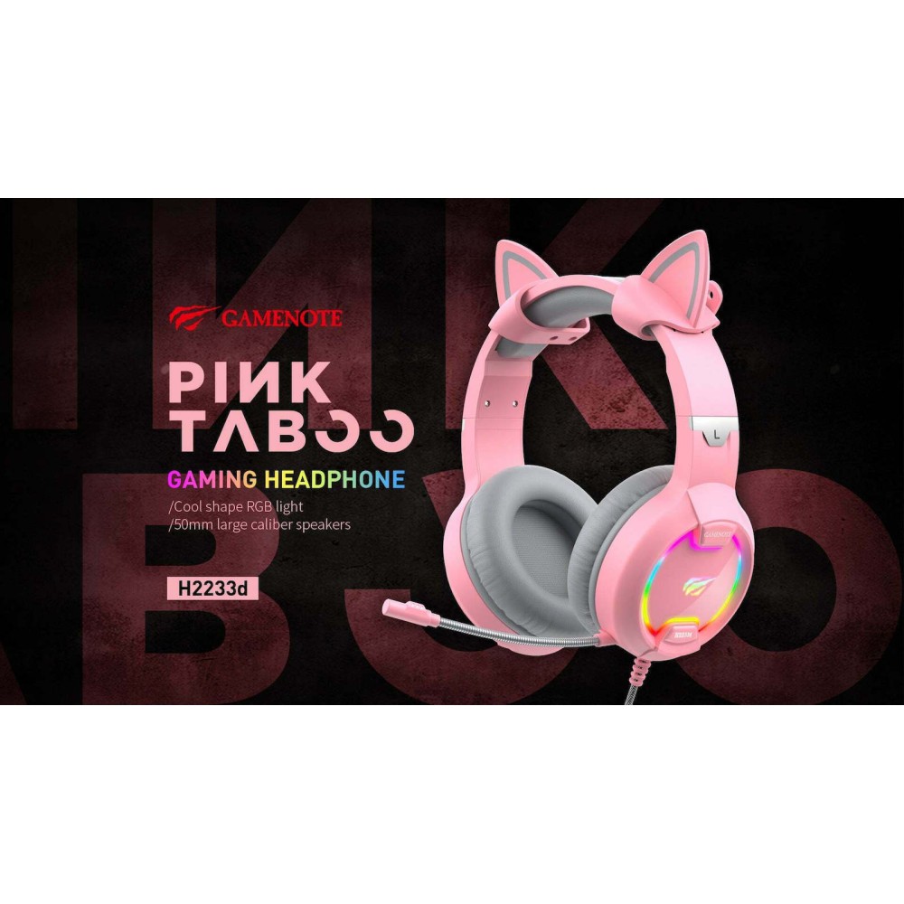 Havit Gaming Headphones Gamenote H2233d  RGB Pink (H2233D-PINK) (HAVH2233D-PINK)