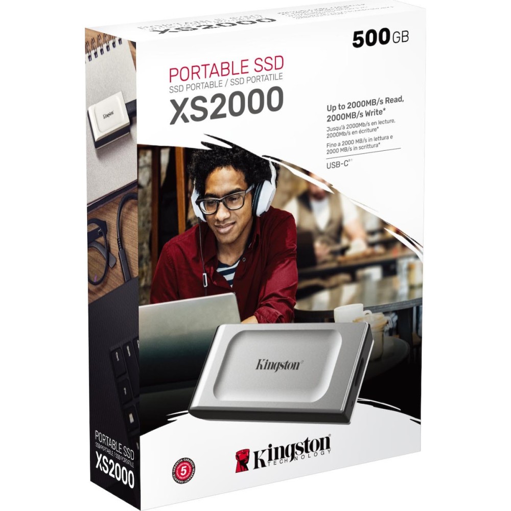 Kingston Technology XS2000 2000 GB Black, Silver