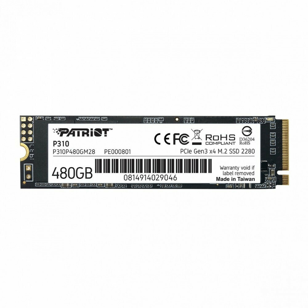 PATRIOT P310, 480GB M2/2280 PCIe3x4/NVMe 2100/1500MBs