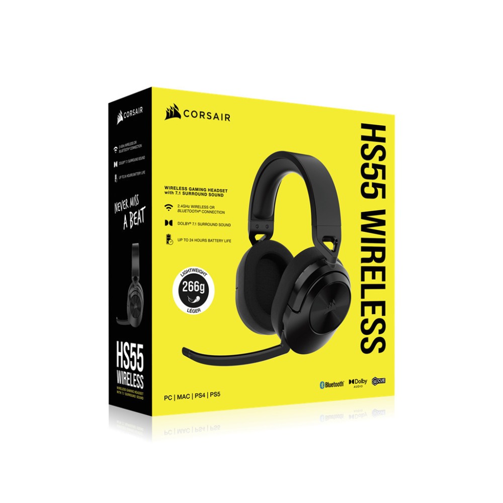CORSAIR Headset HS55 WIRELESS 7.1 CARBON