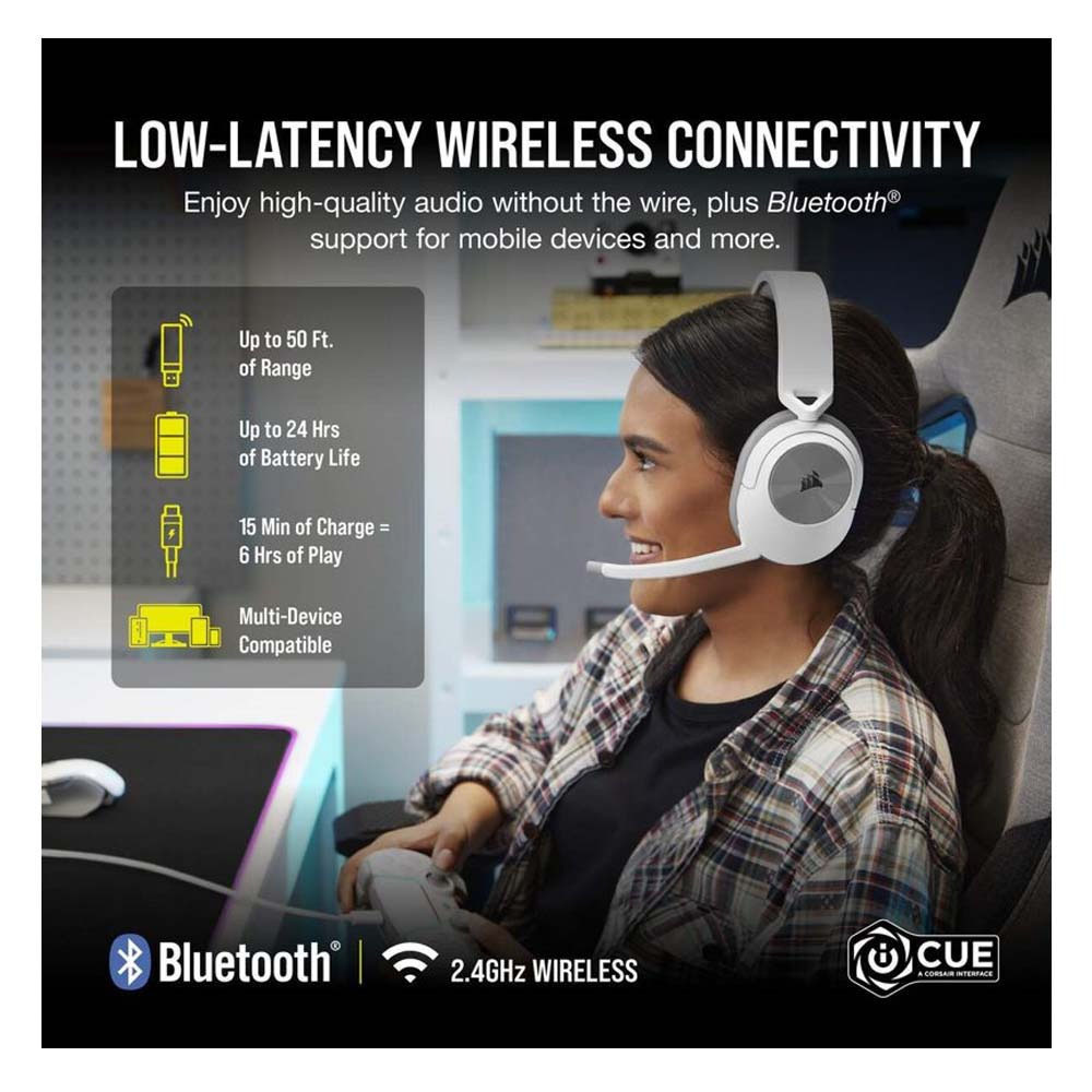 Corsair Headset HS55 Surround Bluetooth White (CA-9011281-EU) (CORCA-9011281-EU)