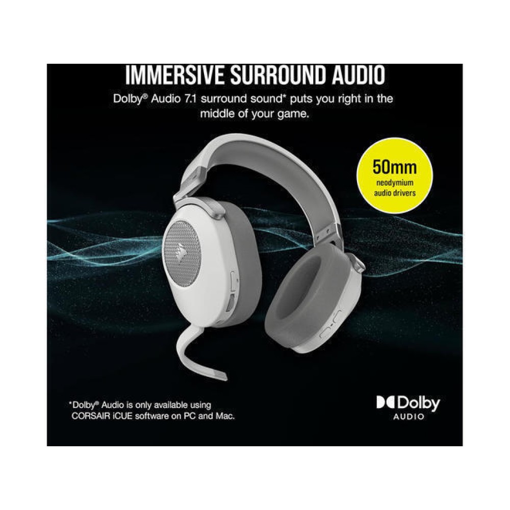 Corsair Headset  HS65 Bluetooth Over Ear Gaming White (CA-9011286-EU2) (CORCA-9011286-EU2)
