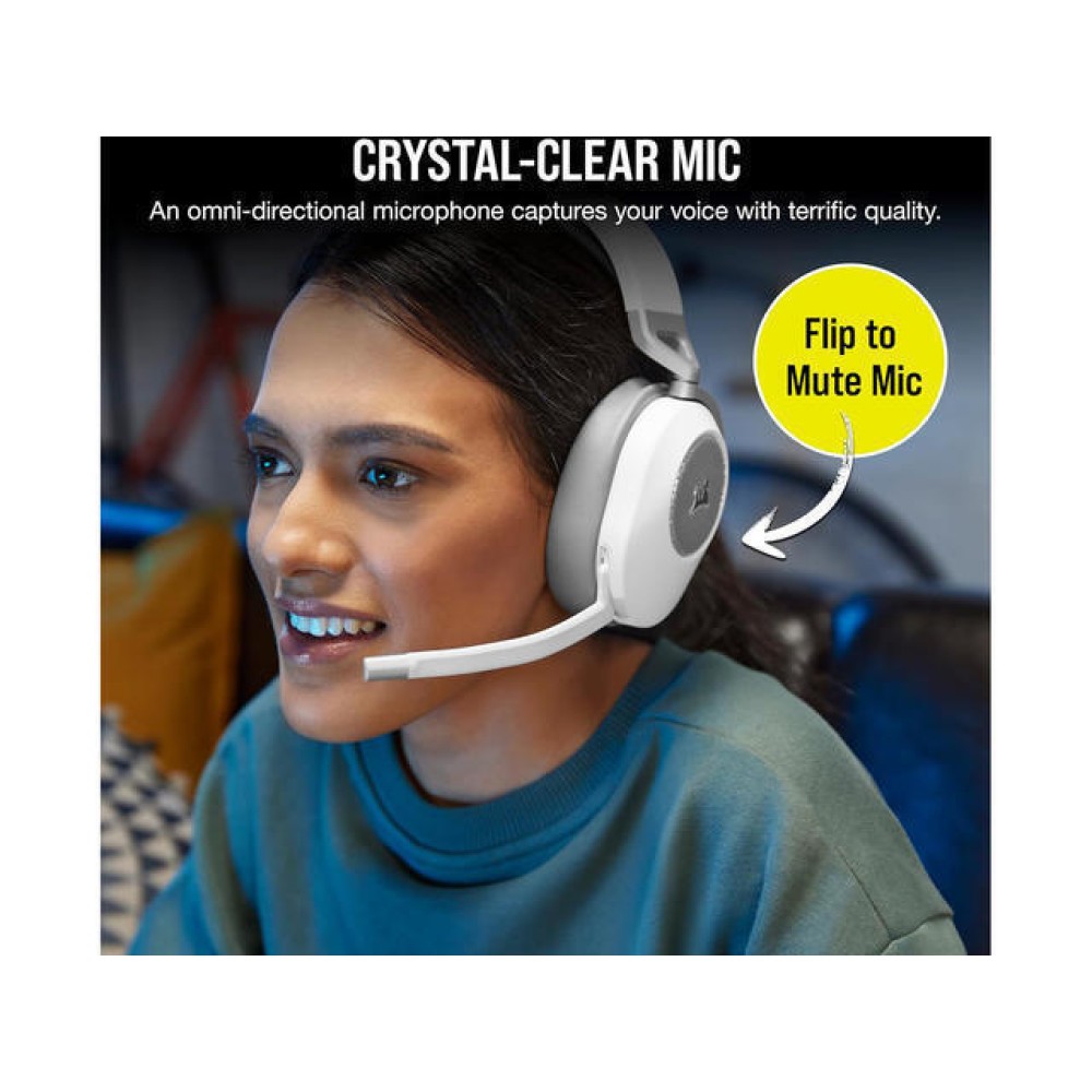 Corsair Headset  HS65 Bluetooth Over Ear Gaming White (CA-9011286-EU2) (CORCA-9011286-EU2)