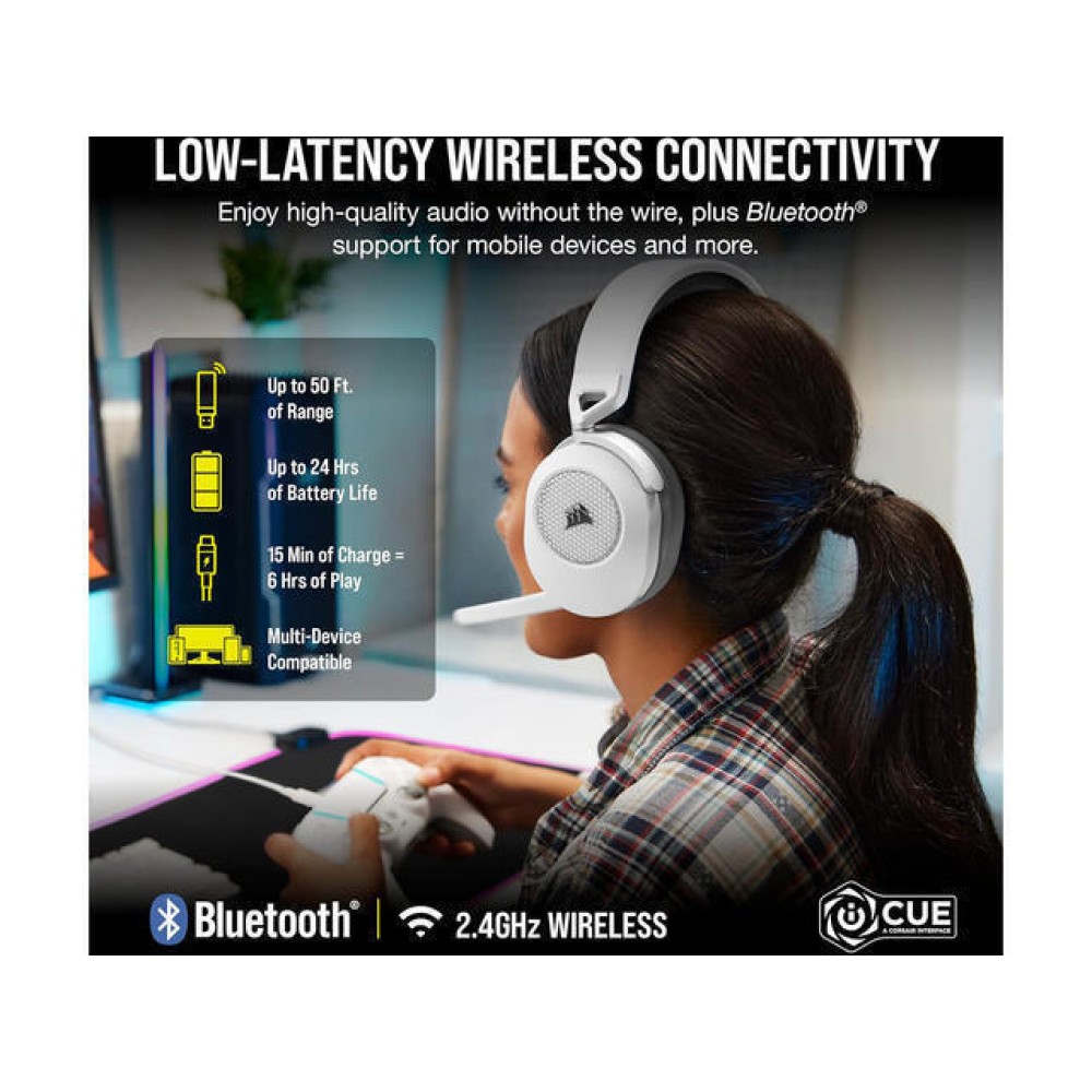 Corsair Headset  HS65 Bluetooth Over Ear Gaming White (CA-9011286-EU2) (CORCA-9011286-EU2)