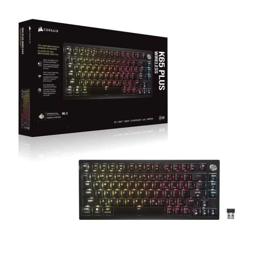Corsair Πληκτρολόγιο K65 PLUS Ασύρματο Gaming 75% Corsair MLX FUSION US (CH-91D441F-NA) (CORCH-91D441F-NA)