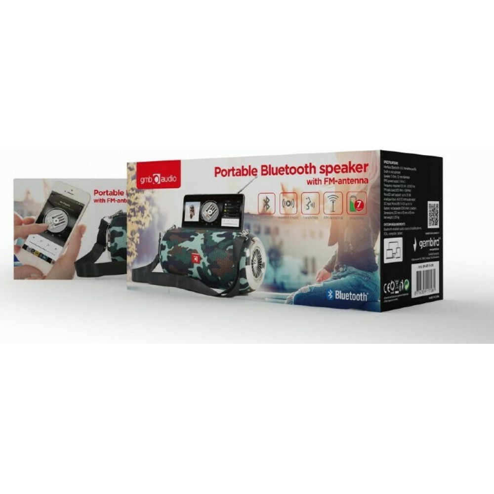 Gembird Portable Bluetooth Speaker Spk-bt-17-Cm Fm-radio Built-in Microphone Moro Pattern USB Aux Microsd (SPK-BT-17-CM) (GEMSPK-BT-17-CM)