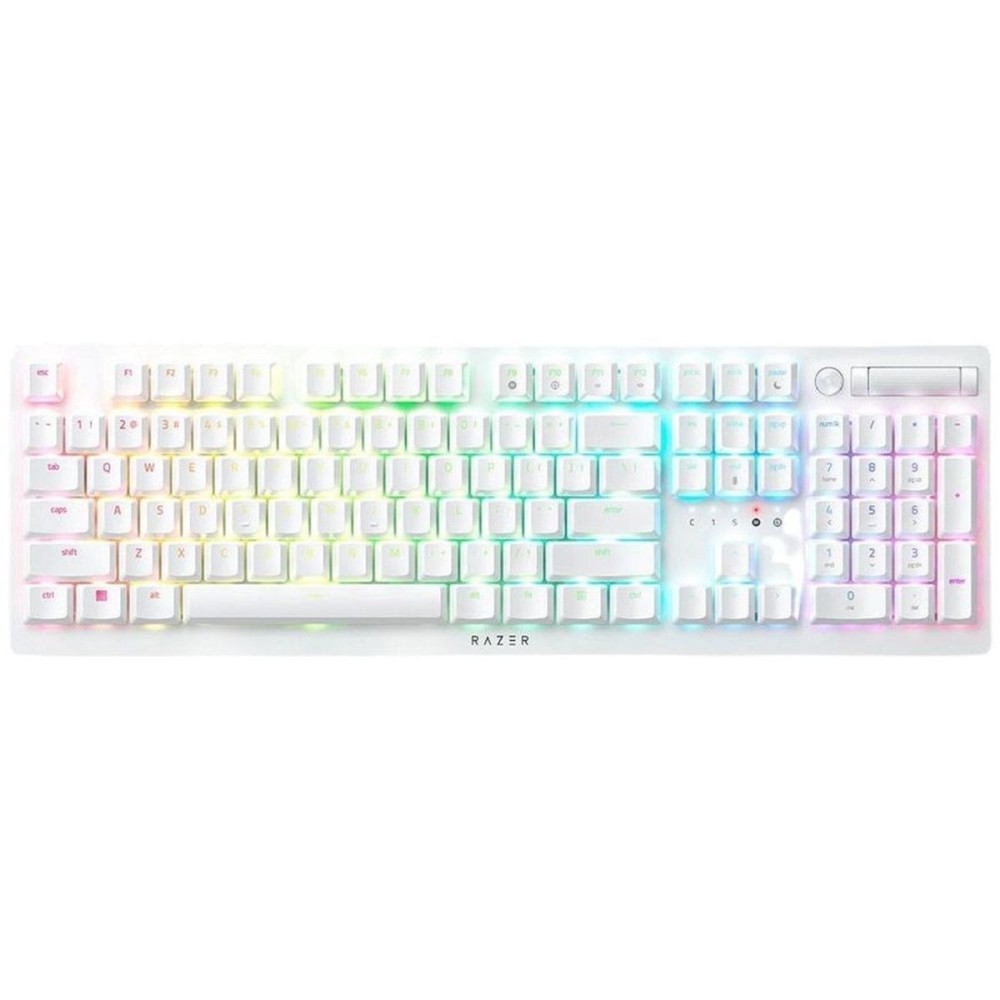 Razer Deathstalker V2 Pro White Wireless Low Profile Clicky Optical Switches RGB (RZ03-04363500-R3M1) (RAZRZ03-04363500-R3M1)
