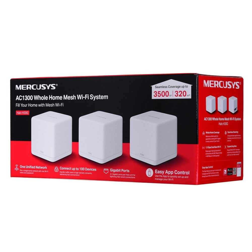 MERCUSYS Mesh Wi-Fi System Halo H30G, 1.3Gbps Dual Band, 3τμχ, Ver. 1.0