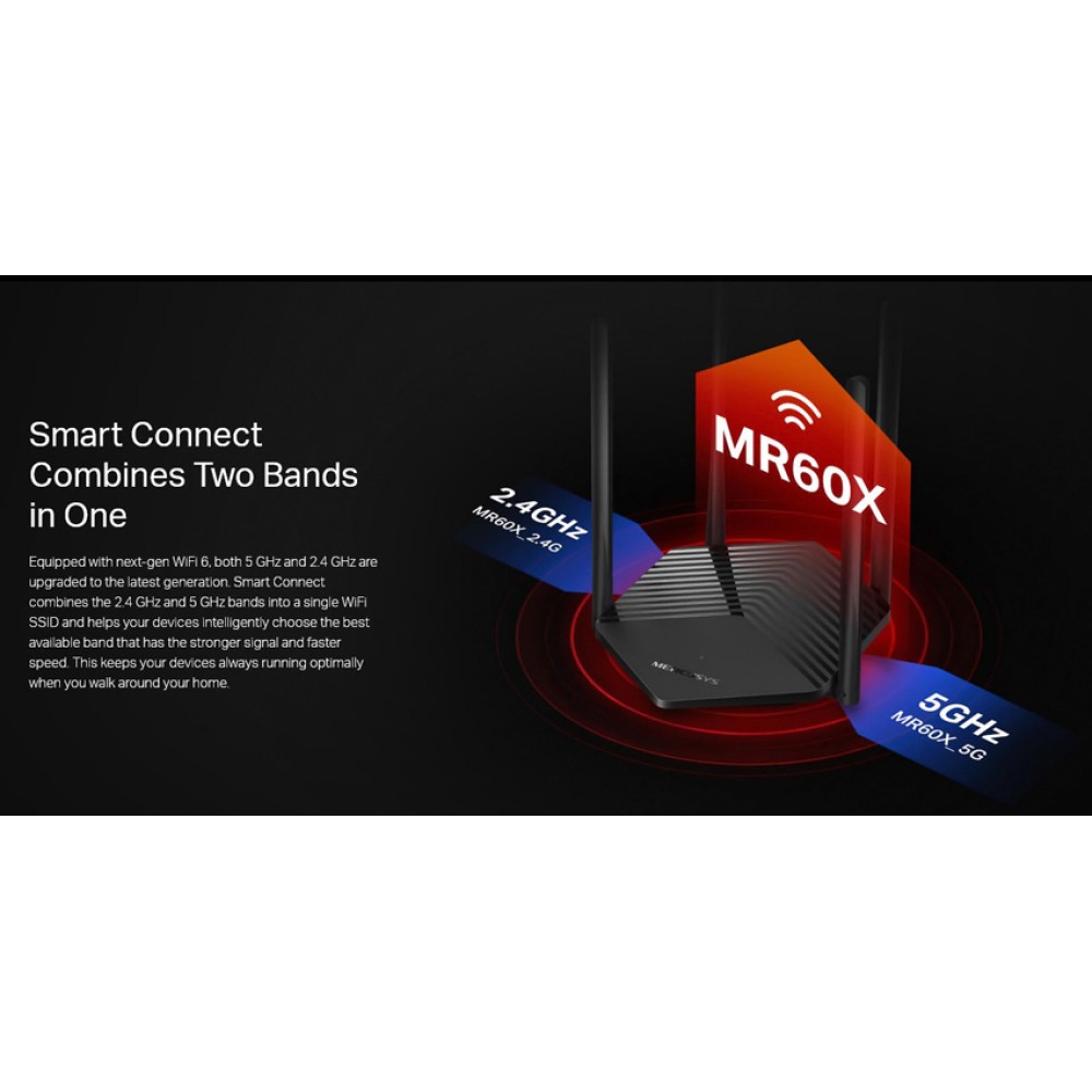 MERCUSYS router MR60X, Wi-Fi 6, 1500Mbps AX1500, Dual Band, Ver. 2.0