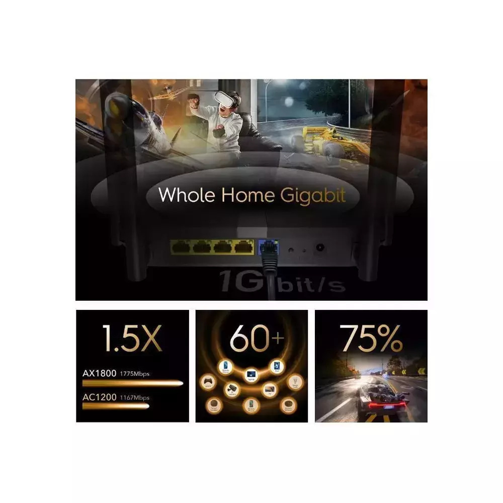 CUDY Wi-Fi 6 mesh router X6, AX1800 1800Mbps, 5x Ethernet ports