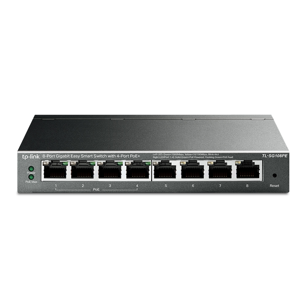 TP-LINK Easy Smart Switch TL-SG108PE, 8-Port Gbit, 4-Port PoE, Ver. 5.0