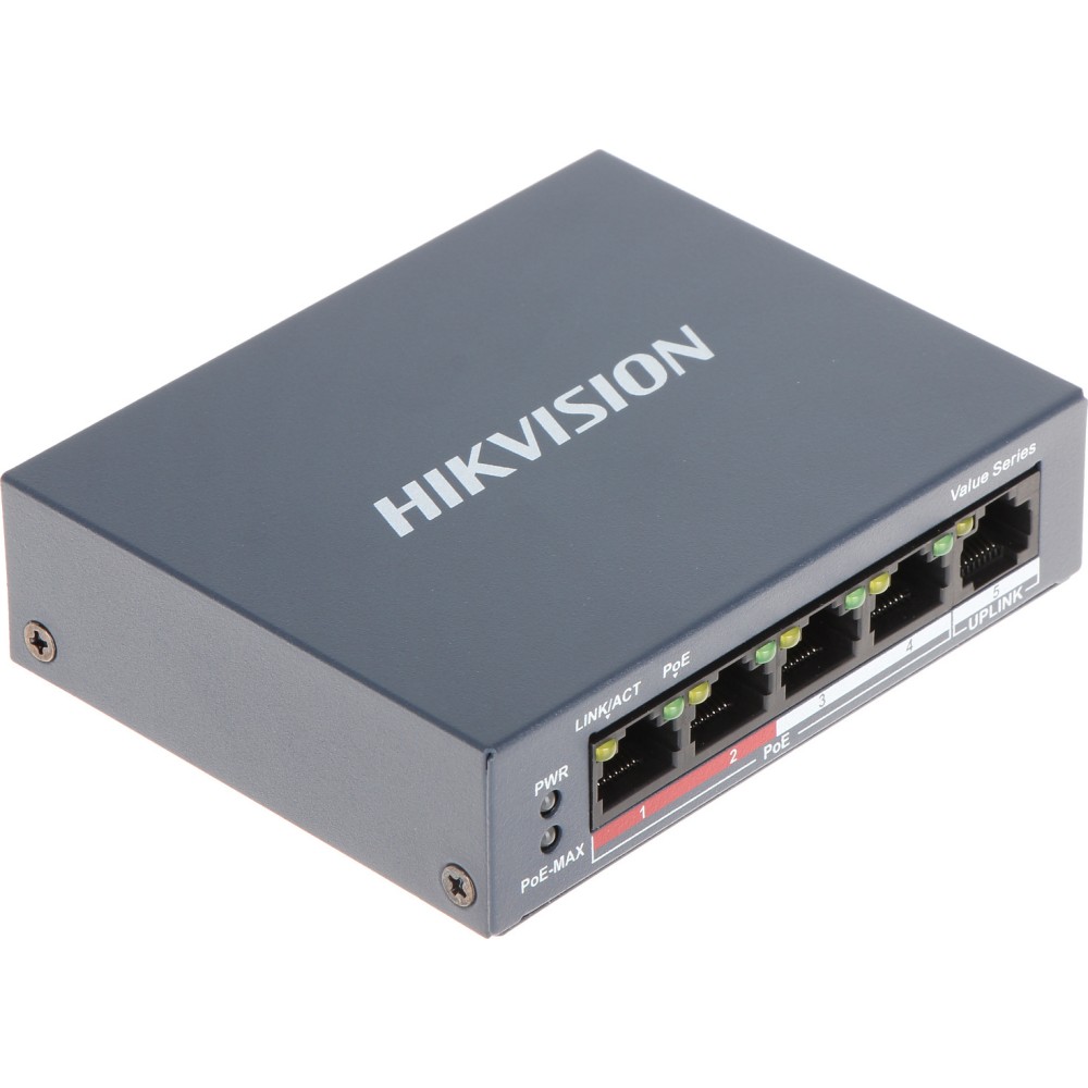 Hikvision 5 Port Unmanaged PoE Switch L2 Series (DS-3E0105P-E/M(B)) (HKVDS-3E0105P-E-MB)