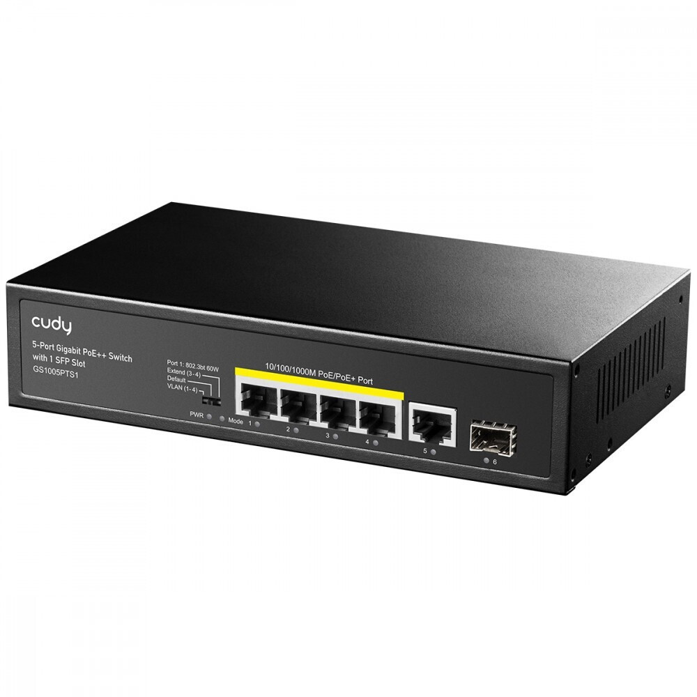 CUDY PoE+ switch GS1005PTS1, 5-port PoE+, 1x SFP, 120W, V1.0