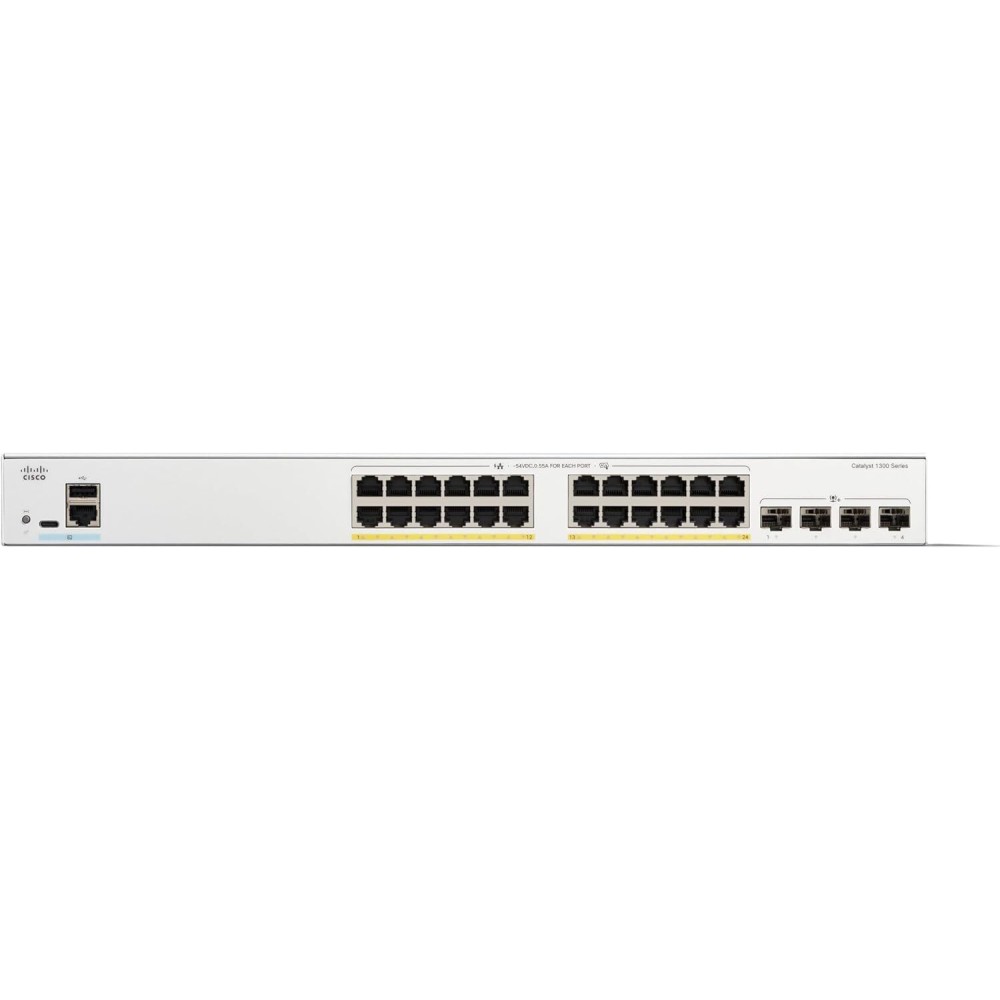 Cisco Catalyst 1300-24P-4X Managed Switch, 24 Port GE, PoE, 4x10GE SFP+, Limited Lifetime Protection (C1300-24P-4X)